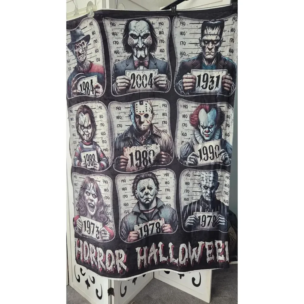 Horror Hallows Horror Movie Characters Fleece Throw Blanket Freddy Chucky